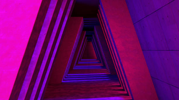 istock Futuristic sci-fi cyberpunk interior with neon lights 1204470086