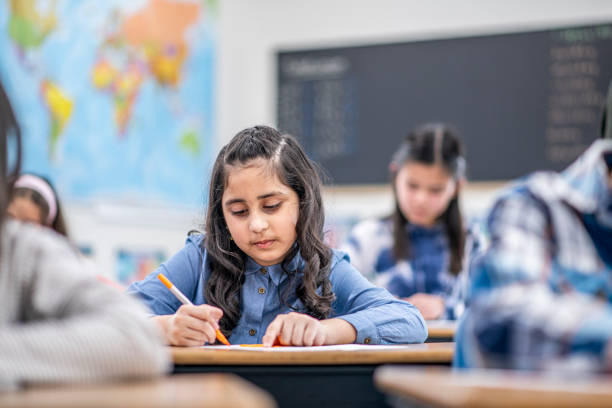 istock Asian Elementary Student Working stock photo 1204471354