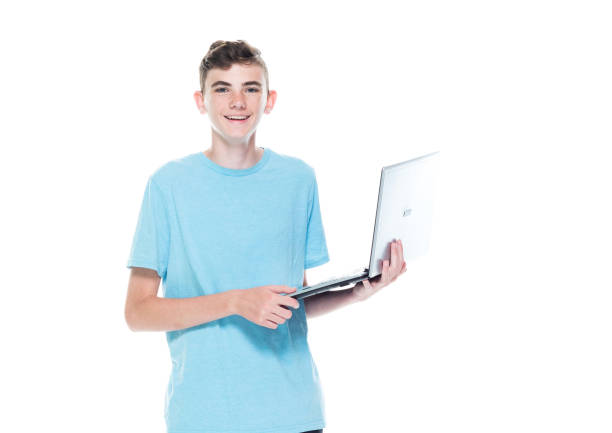 istock Caucasian young male and using laptop 1204481307