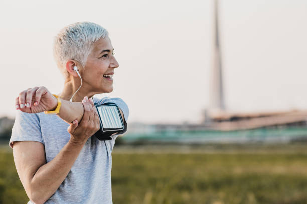 istock Healthy senior woman working out 1204486497