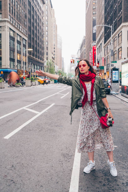 istock Beautiful girl in New York 1204488990