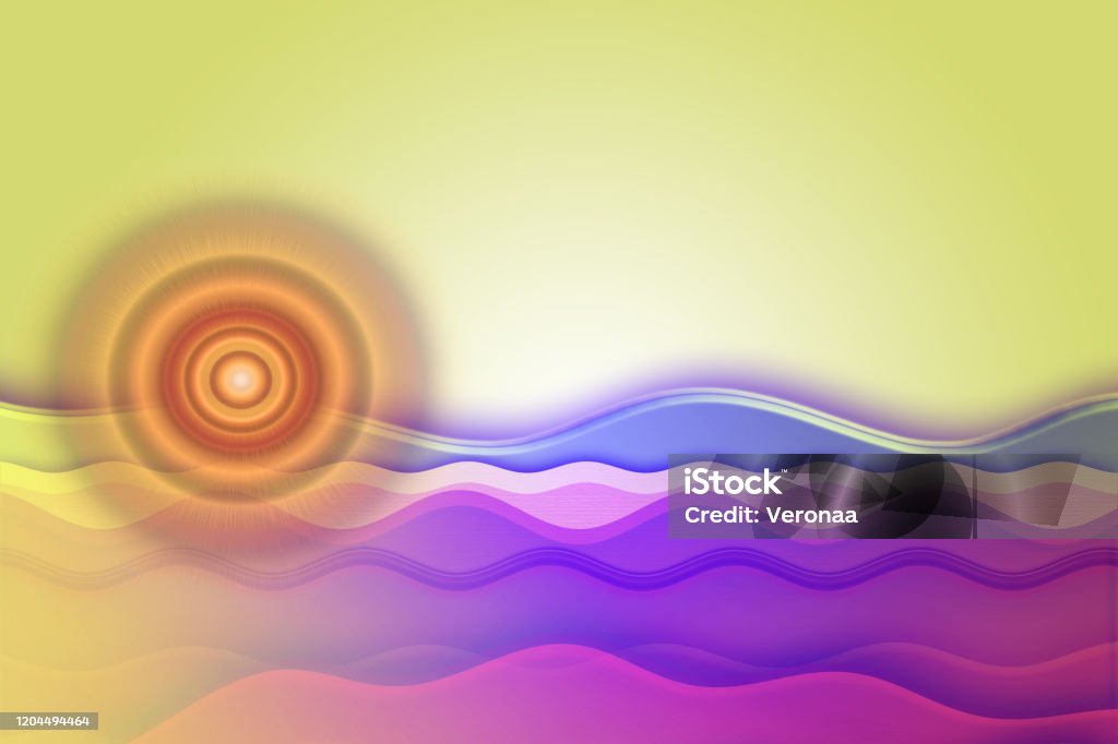 Sunset Gradient Wave Color Gradient Background With Waves And Sun At Dusk Stock Illustration ...