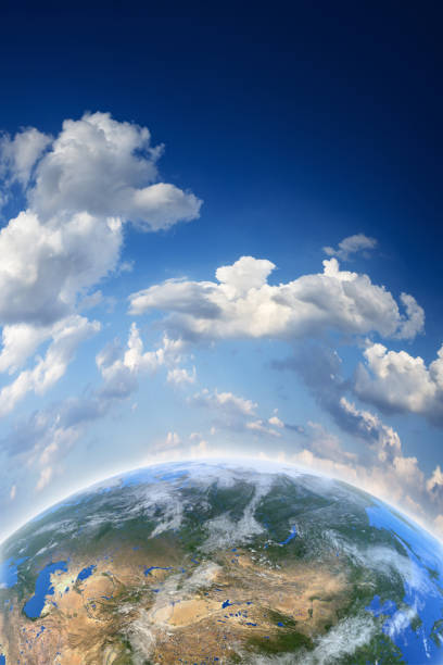 istock Earth and blue sky. Climate safety concept image. 1204494658