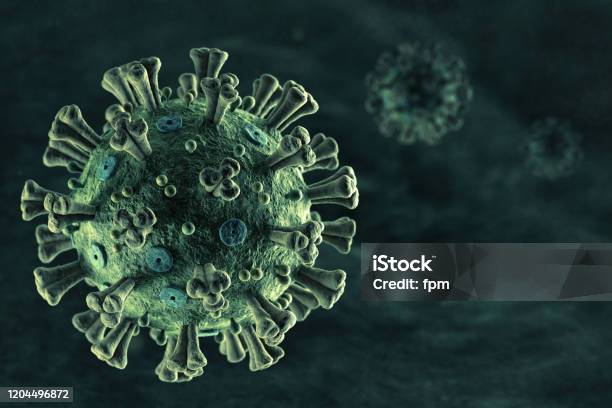Coronavirus 2019ncov With Copy Space Stock Photo - Download Image Now - Coronavirus, Green Color, Virus