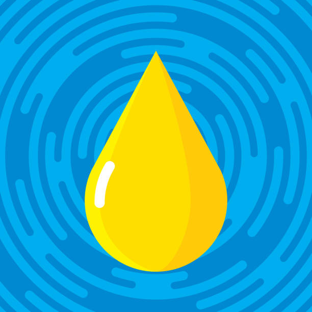 Pee Icon Flat Vector illustration of a yellow droplet of pee against a blue swirl background in flat style. flushing toilet stock illustrations