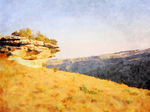 This is my Photographic Image of a Landscape in South Africa in a Watercolour Effect. Because sometimes you might want a more illustrative image for an organic look.