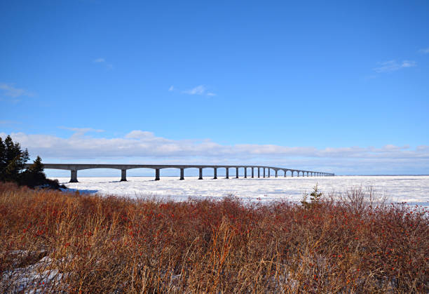 Confederation Bridge in Winter from Cape Tormentine New Brunswick Canada