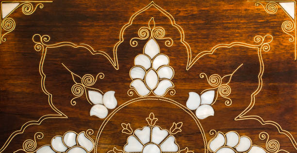 Example of Mother of Pearl inlays art Example of Mother of Pearl inlays art in İstanbul, İstanbul, Turkey inlay stock pictures, royalty-free photos & images