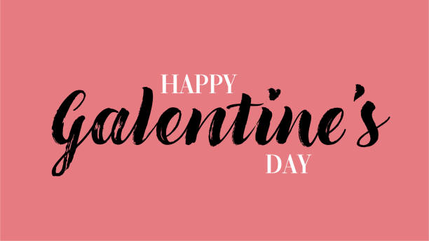 Galentine's Happy Valentine's Day graphic with pink white and black dre stock illustrations