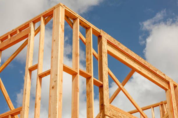 istock Wood Home Framing Abstract At Construction Site 1204514850