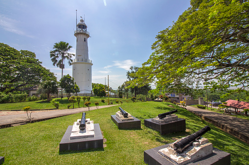 The Altingsburg Lighthouse stands alone atop the Bukit Melawati, Kuala Selangor, Malaysia.