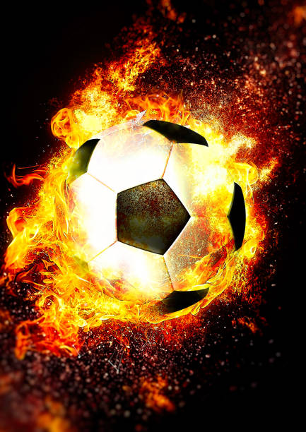 istock Soccer ball wrapped in flame 1204527029