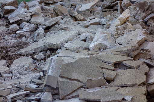 Rubble pile pattern at the redevelopment demolition construction site