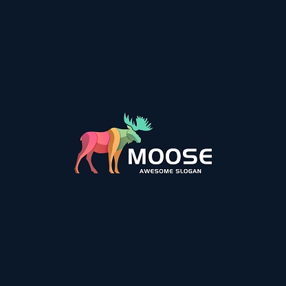Vector Illustration Moose Pose Gradient Colorful.