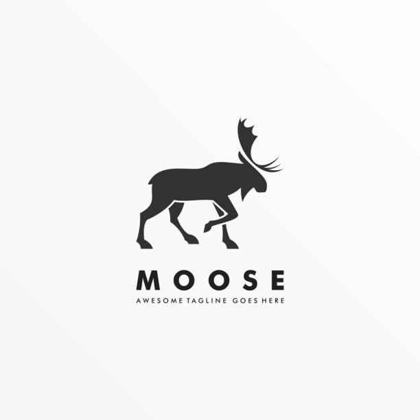 ilustraciones, imágenes clip art, dibujos animados e iconos de stock de ilustración vectorial alce pose silueta estilo. - moose head