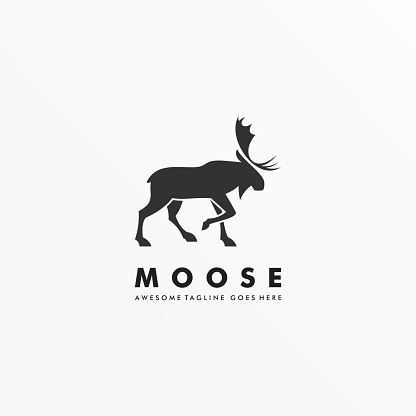 Vector Illustration Moose Pose Silhouette Style.