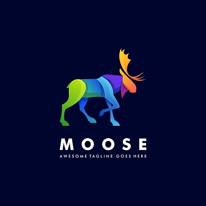 Vector Illustration Moose Pose Gradient Colorful.