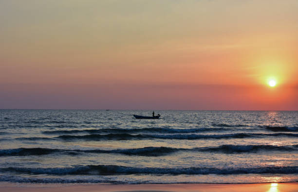 istock Colorful of sunset on sea scape background 1204538901