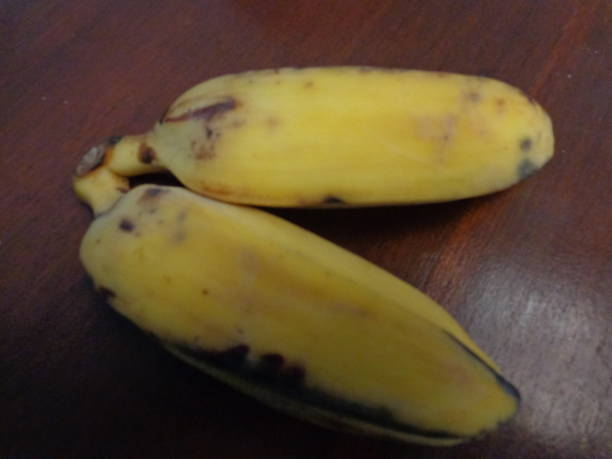 istock Yellow ripe bananas on a brown table 1204539980