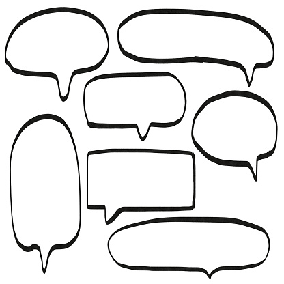 Close-up of speech bubble isolated on white with clipping path.