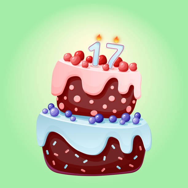 Ilustración de Lindo Dibujos Animados 17 Años Cumpleaños Pastel Festivo Con Vela Número Dieciséis Galleta De Chocolate Con Bayas Cerezas Y Arándanos Para Fiestas Aniversarios y más Vectores Libres de Derechos de Ilustración de Lindo Dibujos Animados 17 Años Cumpleaños Pastel Festivo Con Vela Número Dieciséis Galleta De Chocolate Con Bayas Cerezas Y Arándanos Para Fiestas Aniversarios y más Vectores Libres de Derechos de