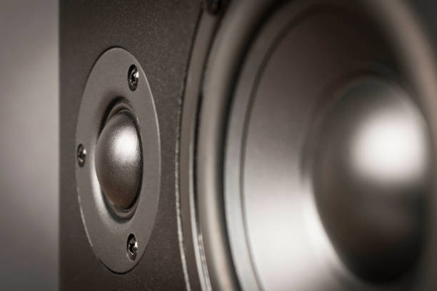 istock Audio speakers. Musical equipment. Close up. Selective focus 1204547903