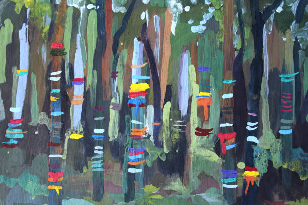 istock Acrylic sketch colorful tapes in the forest 1204558010