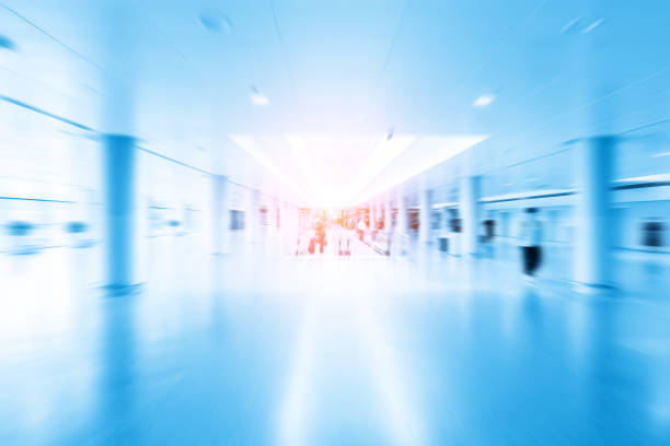 istock Blue style dynamic blur of the departure hall passage 1204558060