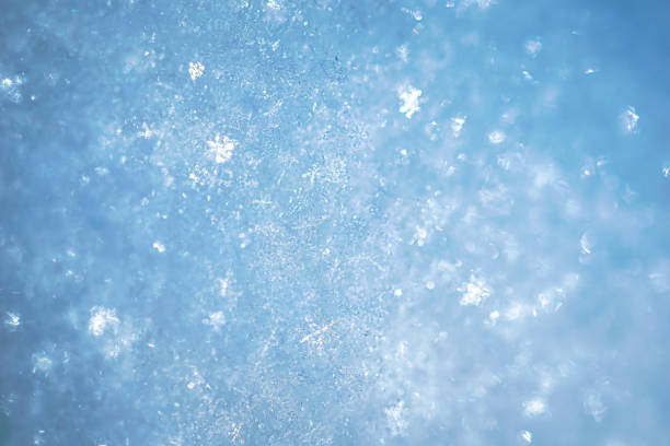 istock Macro background of fresh snowflake texture 1204558826