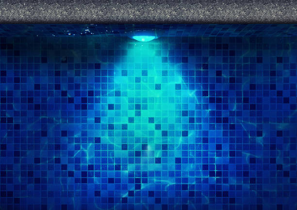 schwimmbad mit led-licht top-ansicht - poolbillard billard fotos stock-fotos und bilder