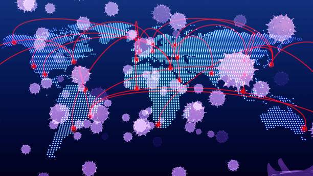 浮遊ウイルス。3d医療技術。 - hiv virus retrovirus aids ストックフォトと画像