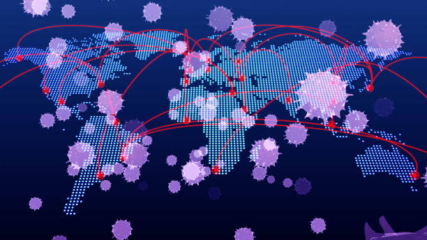 Floating virus. 3D Medical technology.