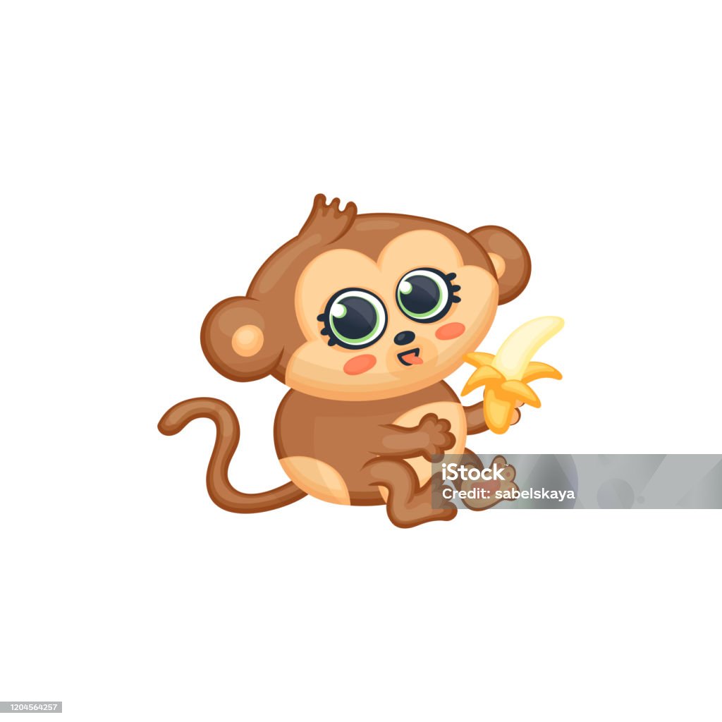 Dễ Thương Khỉ Con Ăn Một Con Vật Rừng Rậm Hình Ảnh Nâu Chuối Hình ...