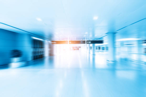 istock Blue style dynamic blur of the departure hall passage 1204566734