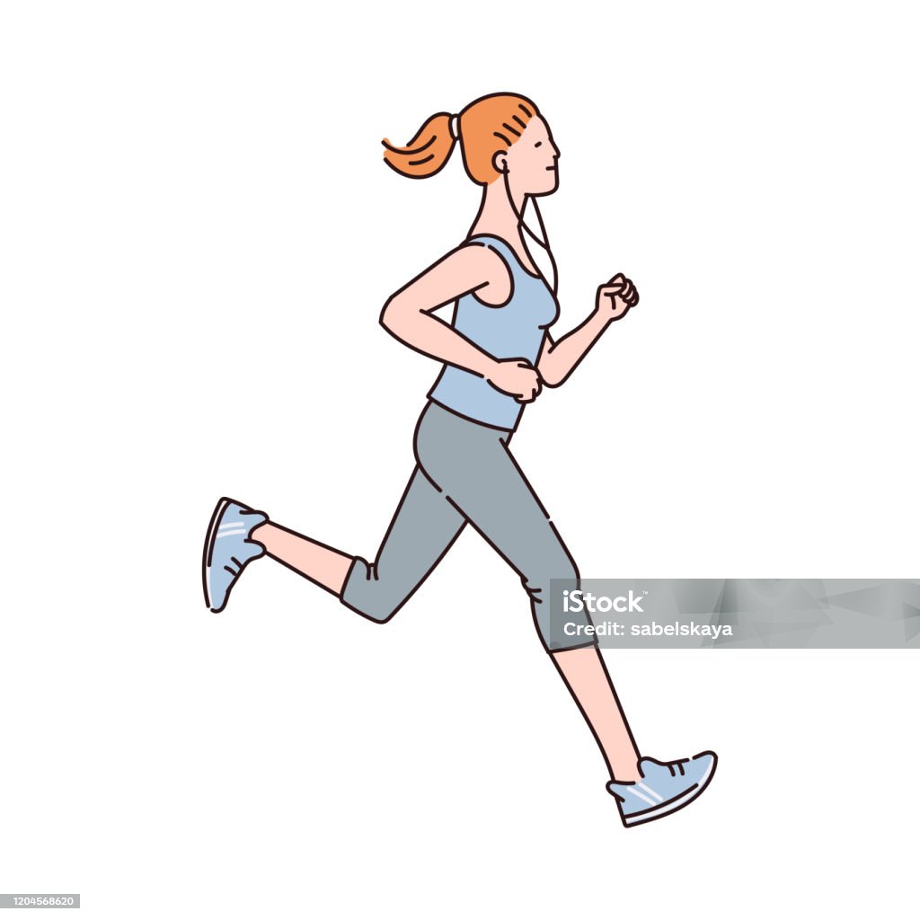 Woman Running Marathon Cartoon Character Vector Sketch Illustration  Isolated Stock Illustration - Download Image Now - iStock