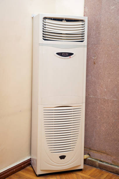Air Conditioner On A Stand Room Big Huge Air Conditioner Ac In Meeting Office Big White Standing Air Conditioner Stock Photo - Download Image Now - iStock