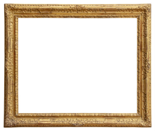 istock Rectangle Old gilded golden wooden frame isolated on white background with clipping path 1204571925