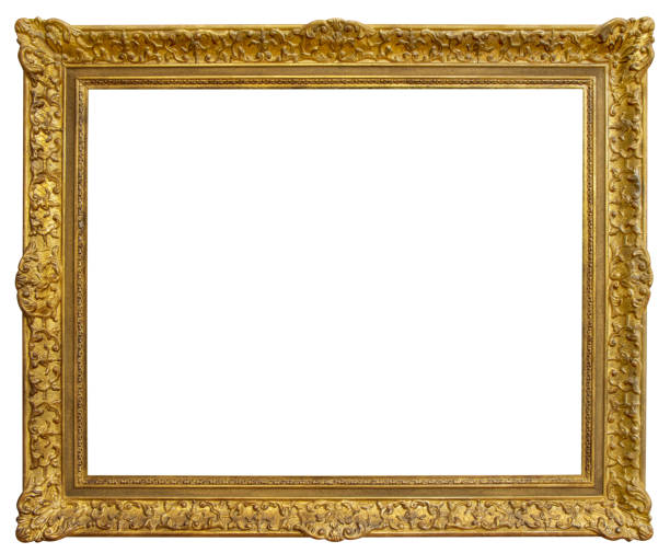 istock Rectangle Old gilded golden wooden frame isolated on white background with clipping path 1204571949