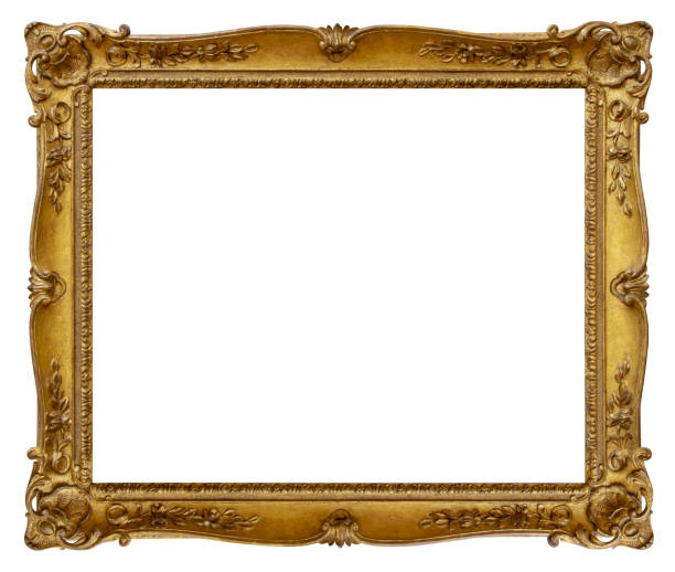 istock Rectangle Old gilded golden wooden frame isolated on white background with clipping path 1204571975