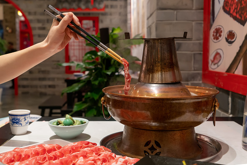 Traditional Beijing cuisine, copper pot boiled mutton