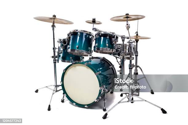 Drum Kit Stock Photo - Download Image Now - Drum Kit, White Background, Drum - Percussion Instrument