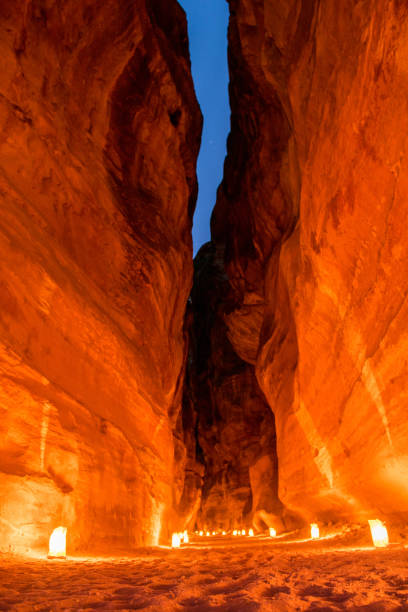 istock Siq canyon illuminated by candles, Petra, Jordan 1204577409