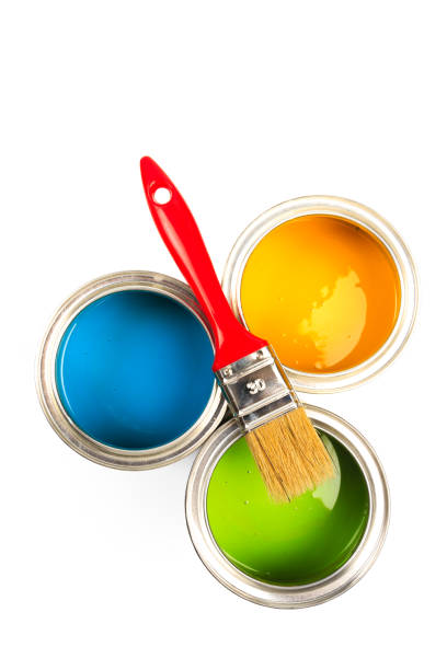 istock set of Cans with color paint isolated on white background - Image 1204580683