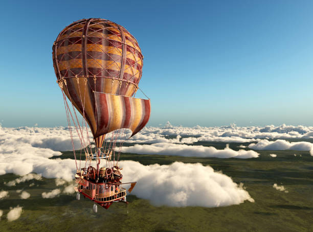 istock Fantasy hot air balloon over the clouds 1204581746