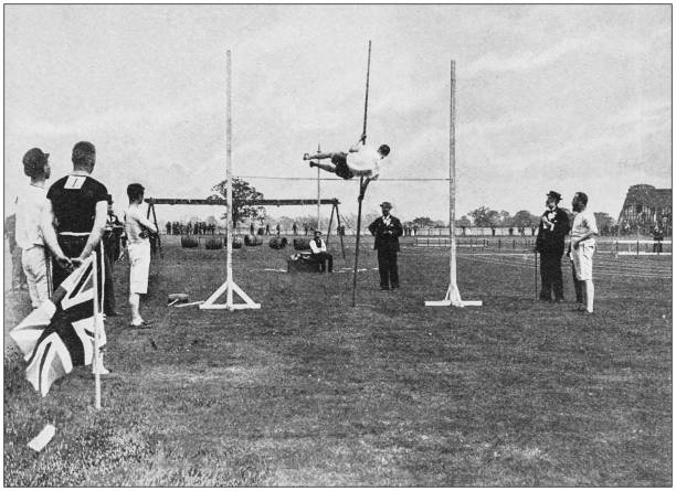 istock Antique photograph of the British Empire: Pole vault jumping 1204582931