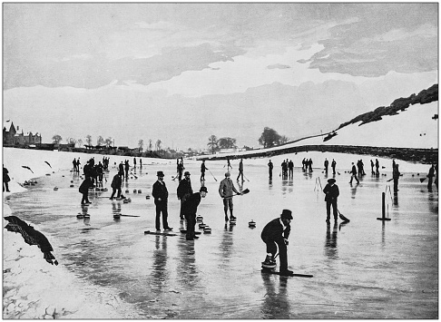 Antique photograph of the British Empire: Curling in Scotland