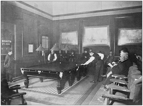Antique photograph of the British Empire: Billiard tournament