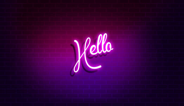istock Hello Sign | Neon light effect for advertising campaign. 1204583883