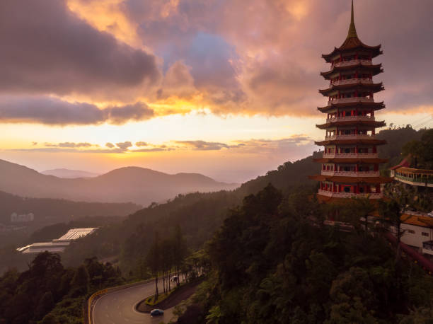 istock Genting Highland Chin Swee Temple sunset storm 1204584972