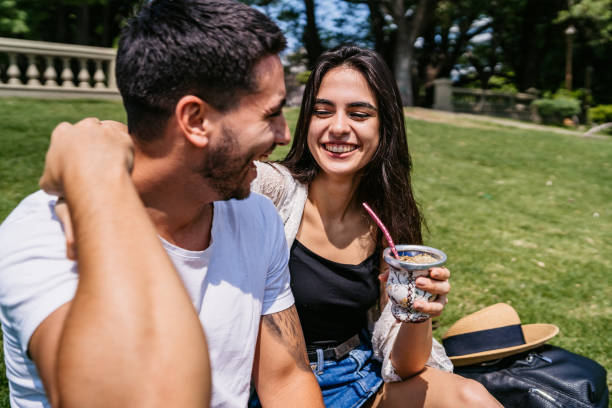 istock Couple drinking yerba mate on date 1204586025